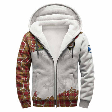 Scrymgeour Tartan Sherpa Hoodie with Family Crest and Lion Rampant Grunge Style