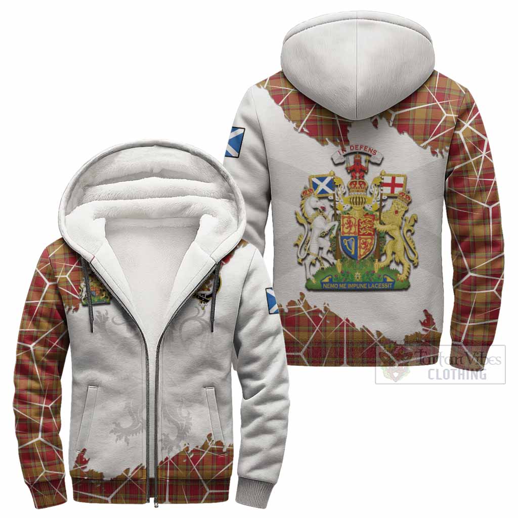 Scrymgeour Tartan Sherpa Hoodie with Family Crest and Lion Rampant Grunge Style