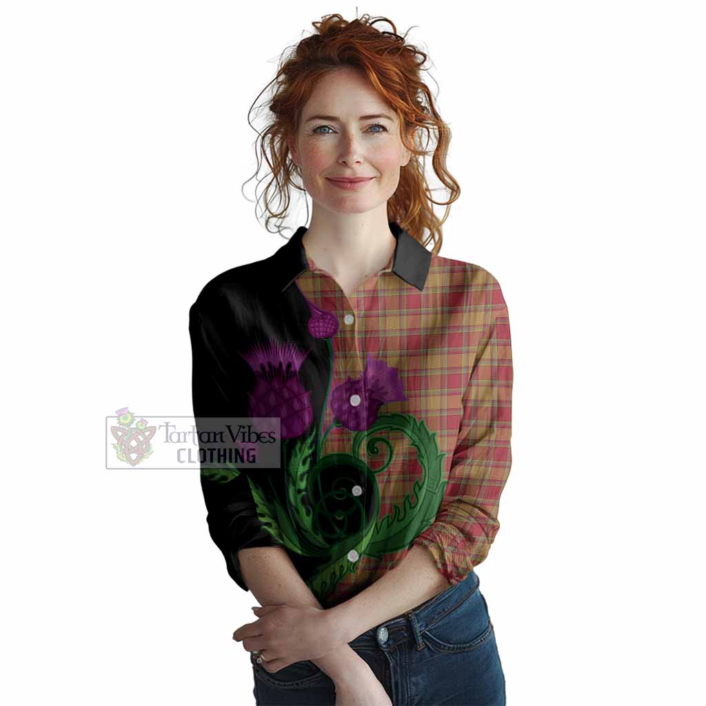 Scrymgeour Tartan Women Casual Shirt Traditional Scottish Thistle