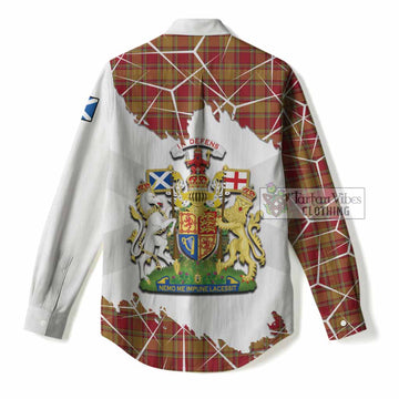 Scrymgeour Tartan Women Casual Shirt with Family Crest and Lion Rampant Grunge Style