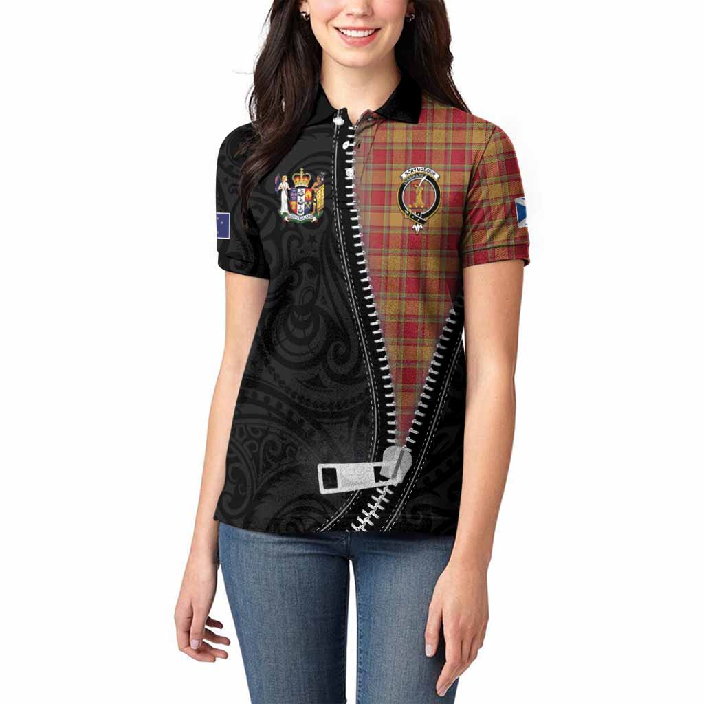 Scrymgeour Tartan Women Polo Shirt New Zealand Pattern Unique Zipper Stylized