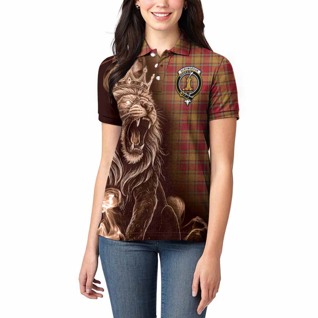 Scrymgeour Tartan Women Polo Shirt Roaring Lion Heritage
