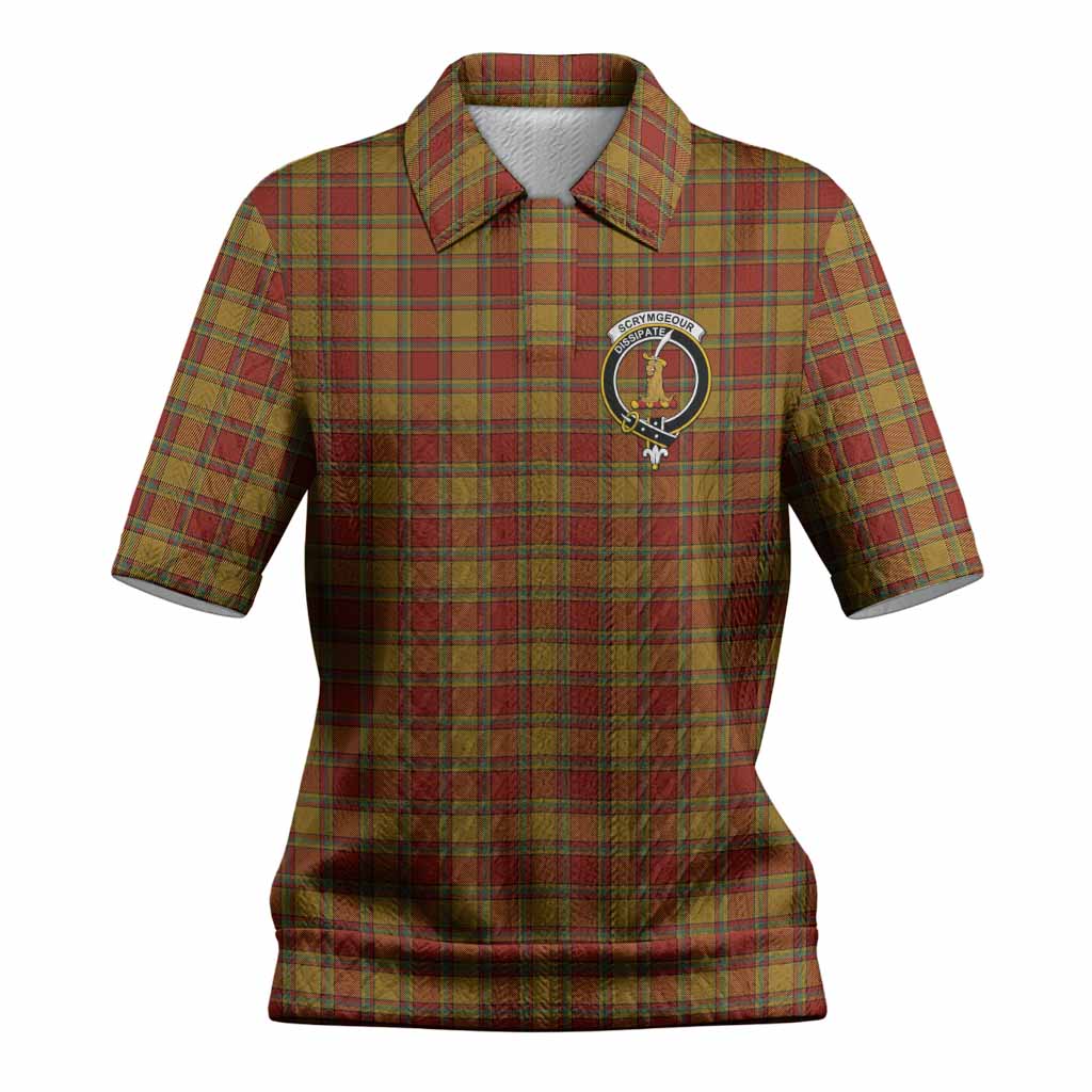 Scrymgeour Tartan Women’s Polo Sweater Top with Family Crest