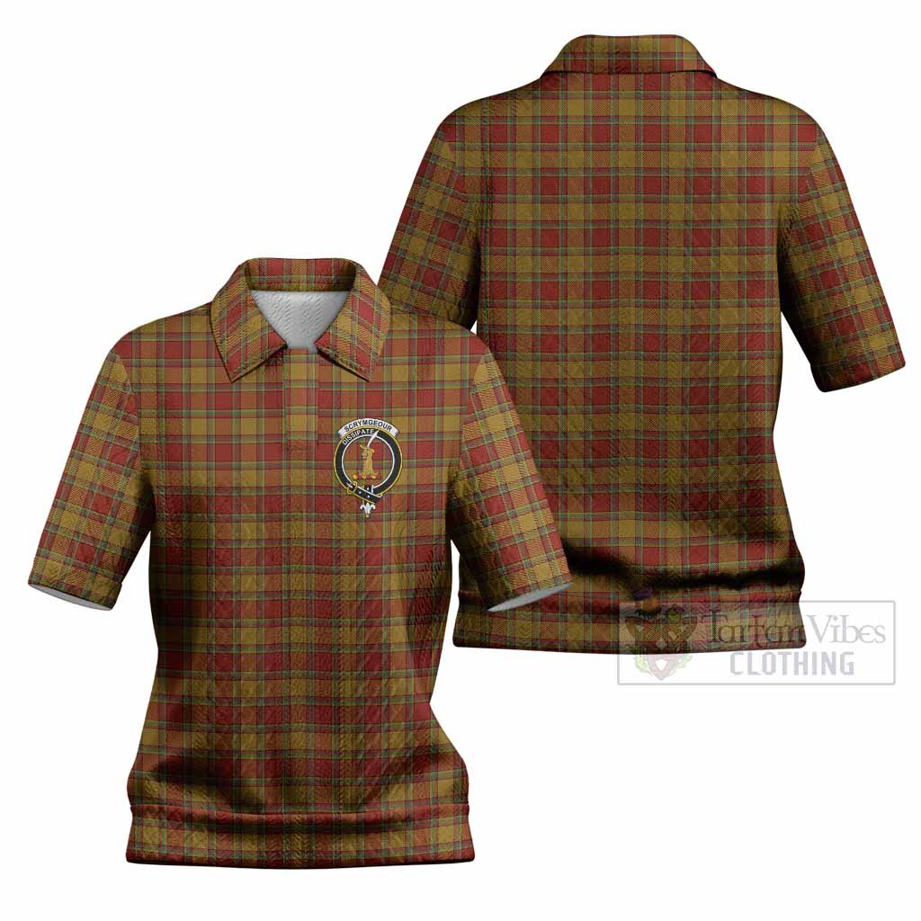 Scrymgeour Tartan Women’s Polo Sweater Top with Family Crest
