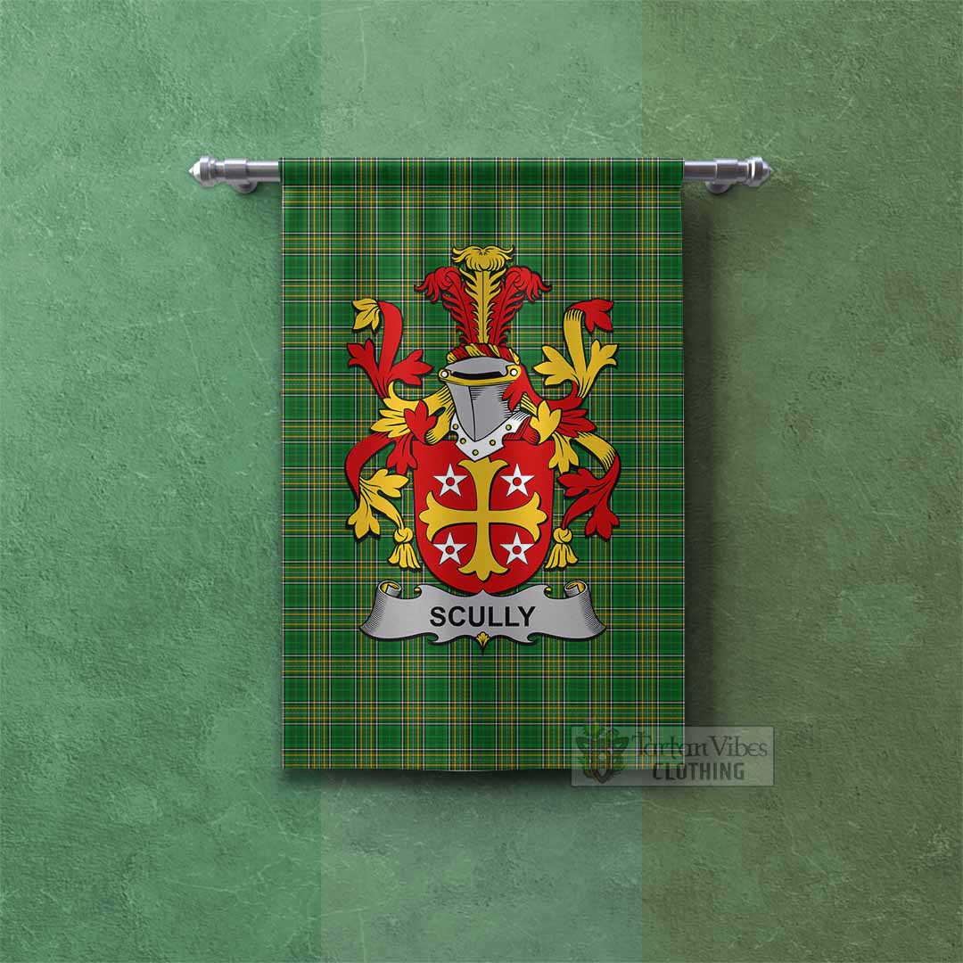 Scully Irish Clan Tartan Gonfalon, Tartan Banner with Coat of Arms Rectangle - Tartan Vibes Clothing