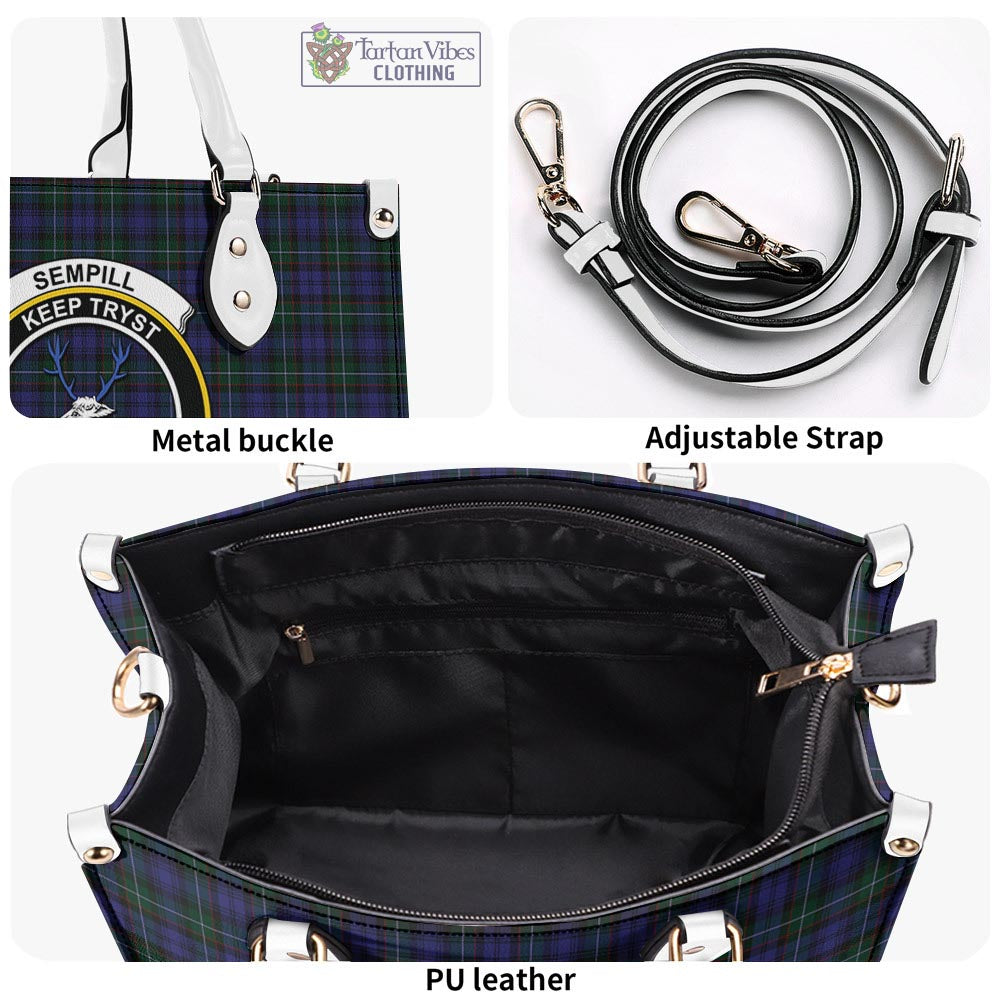 Tartan Vibes Clothing Sempill Tartan Luxury Leather Handbags with Family Crest