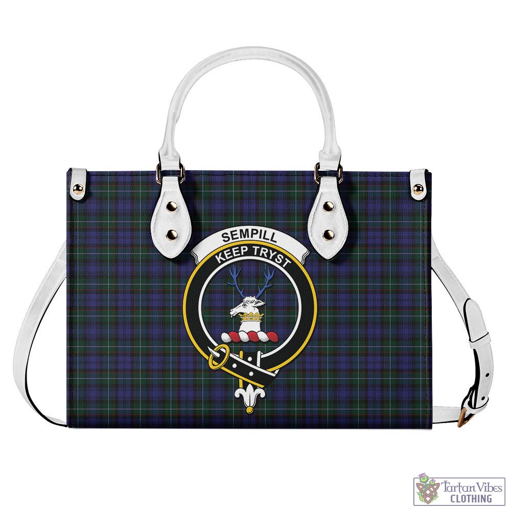 Tartan Vibes Clothing Sempill Tartan Luxury Leather Handbags with Family Crest