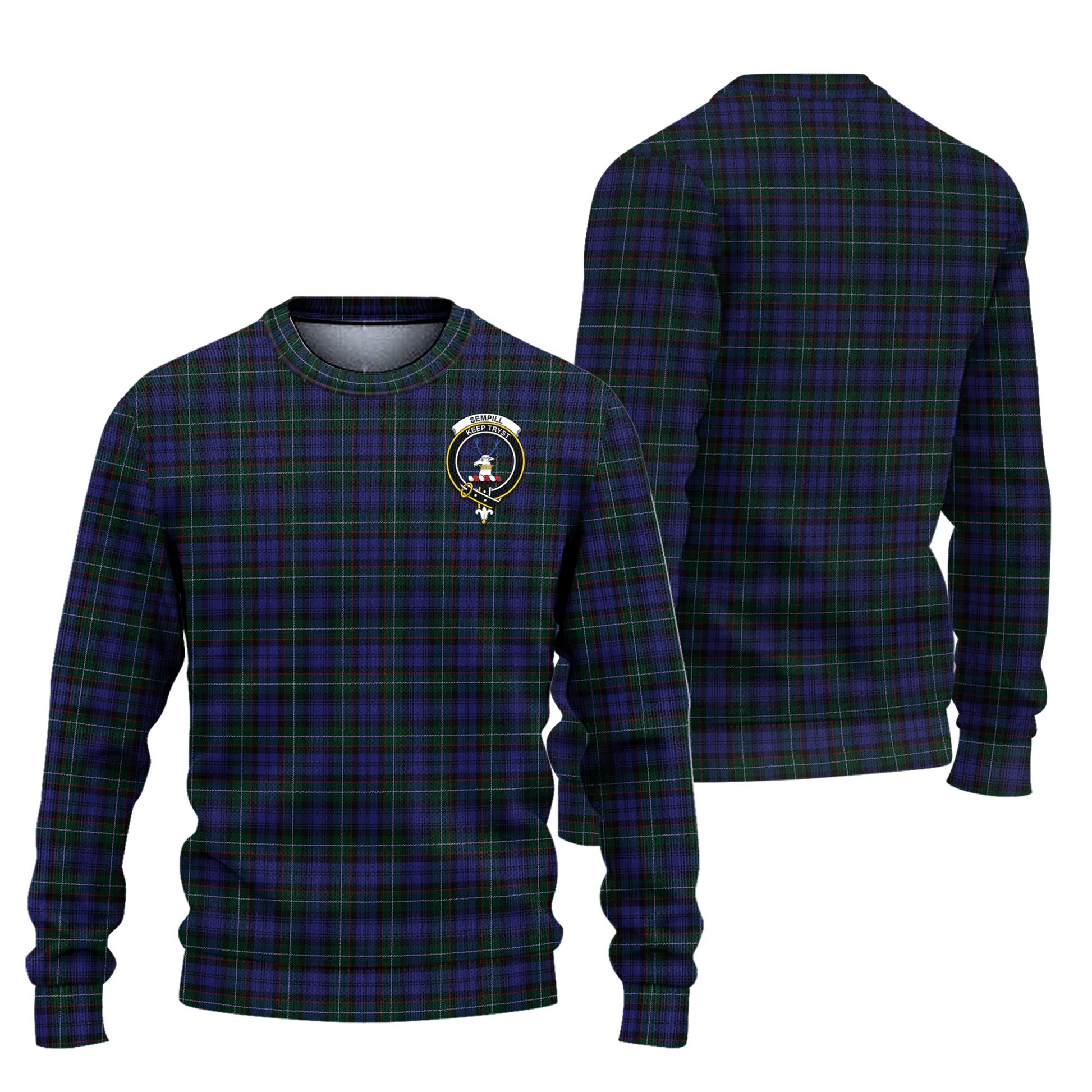 Sempill Tartan Knitted Sweater with Family Crest Unisex - Tartanvibesclothing