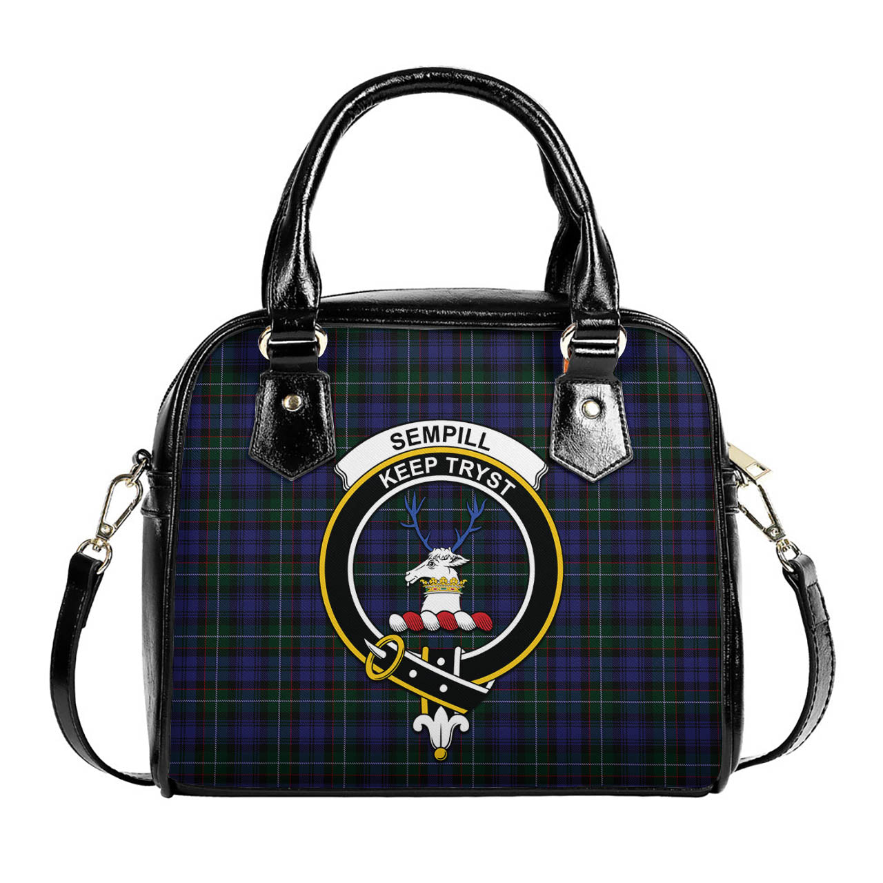 Sempill Tartan Shoulder Handbags with Family Crest One Size 6*25*22 cm - Tartanvibesclothing