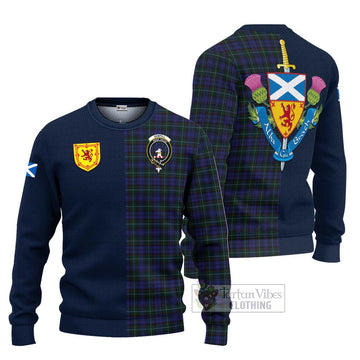 Tartan Vibes Clothing Sempill Tartan Knitted Sweater with Scottish Lion Royal Arm Half Style