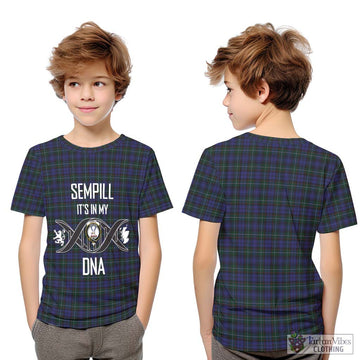 Sempill (Semple) Tartan Kid T-Shirt with Family Crest DNA In Me Style Youth XL Size14 - Tartanvibesclothing Shop