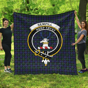 Sempill Tartan Quilt with Family Crest