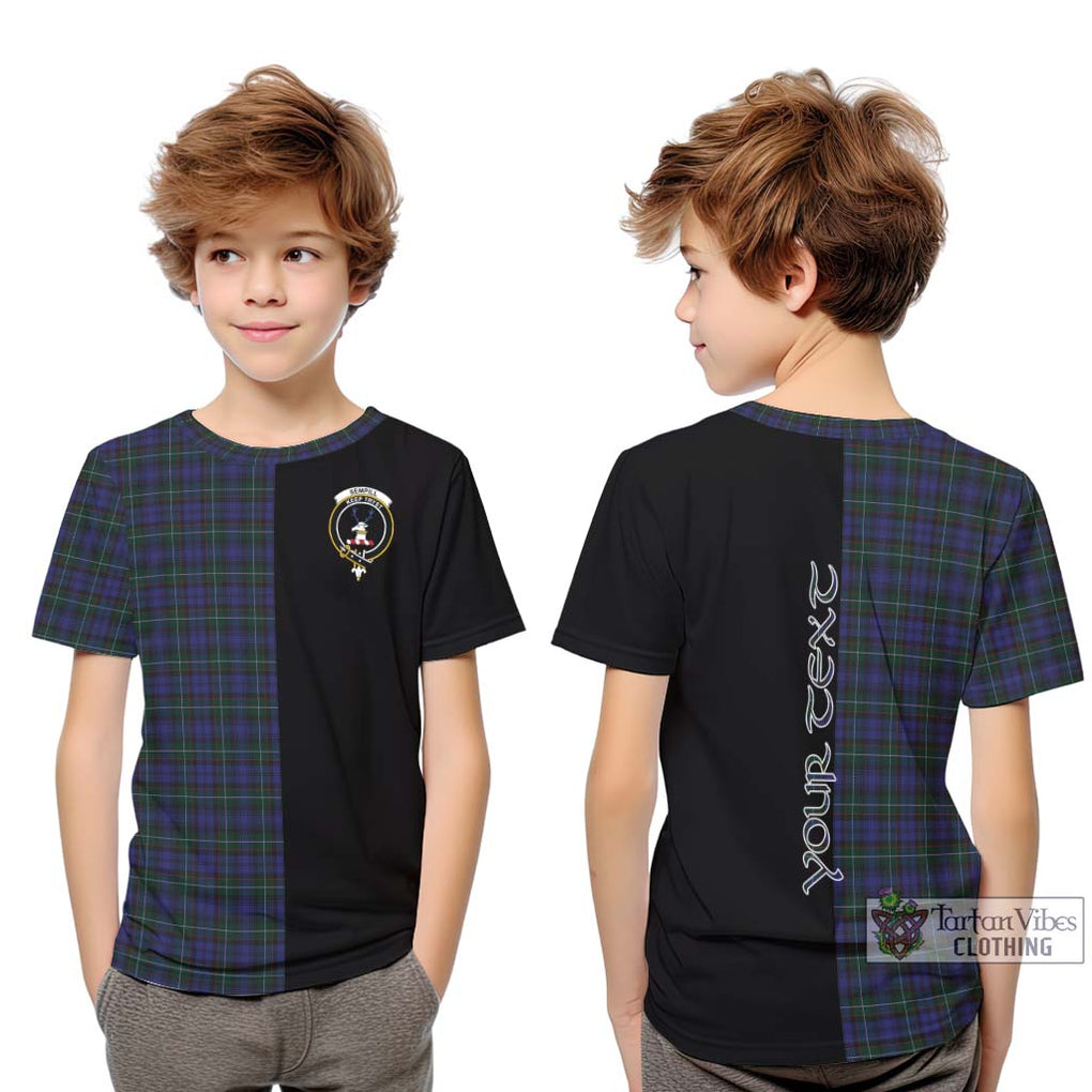 Sempill (Semple) Tartan Kid T-Shirt with Family Crest and Half Of Me Style Youth XL Size14 - Tartanvibesclothing Shop