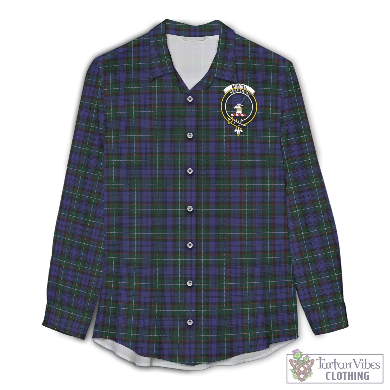 Tartan Vibes Clothing Sempill Tartan Womens Casual Shirt with Family Crest