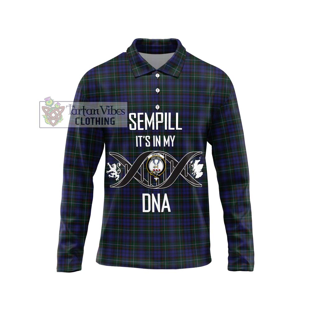 Sempill (Semple) Tartan Long Sleeve Polo Shirt with Family Crest DNA In Me Style Unisex - Tartanvibesclothing Shop