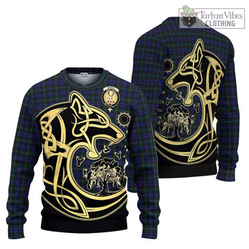Sempill (Semple) Tartan Knitted Sweater with Family Crest Celtic Wolf Style Unisex - Tartan Vibes Clothing