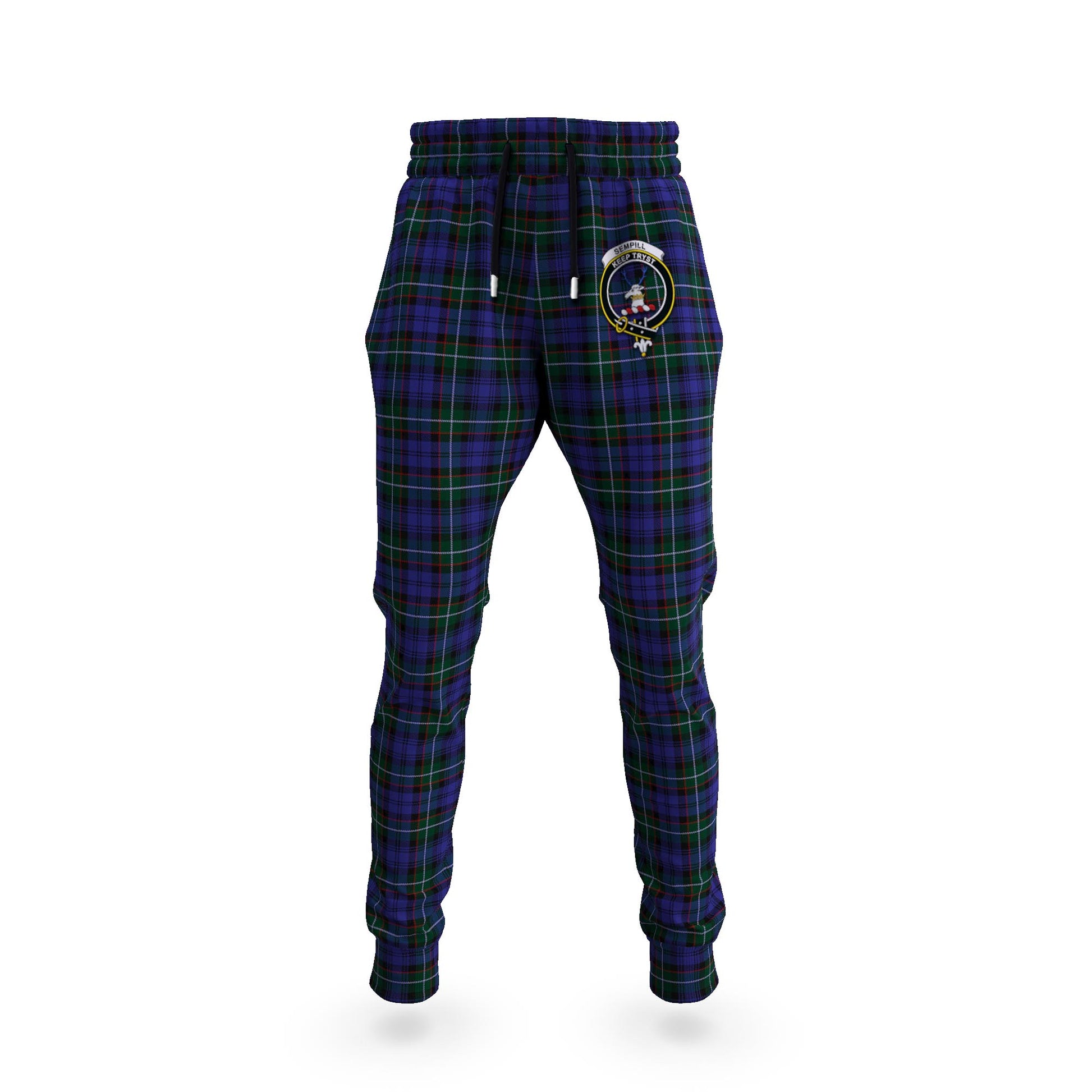Sempill (Semple) Tartan Joggers Pants with Family Crest 5XL - Tartan Vibes Clothing
