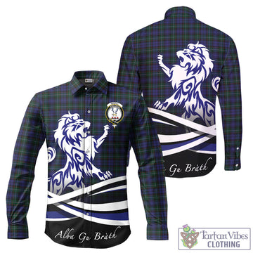 Sempill (Semple) Tartan Long Sleeve Button Up Shirt with Alba Gu Brath Regal Lion Emblem