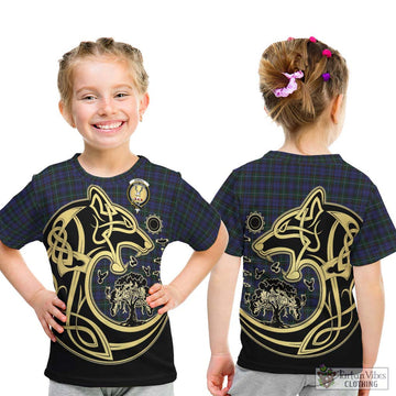Sempill (Semple) Tartan Kid T-Shirt with Family Crest Celtic Wolf Style - Tartan Vibes Clothing
