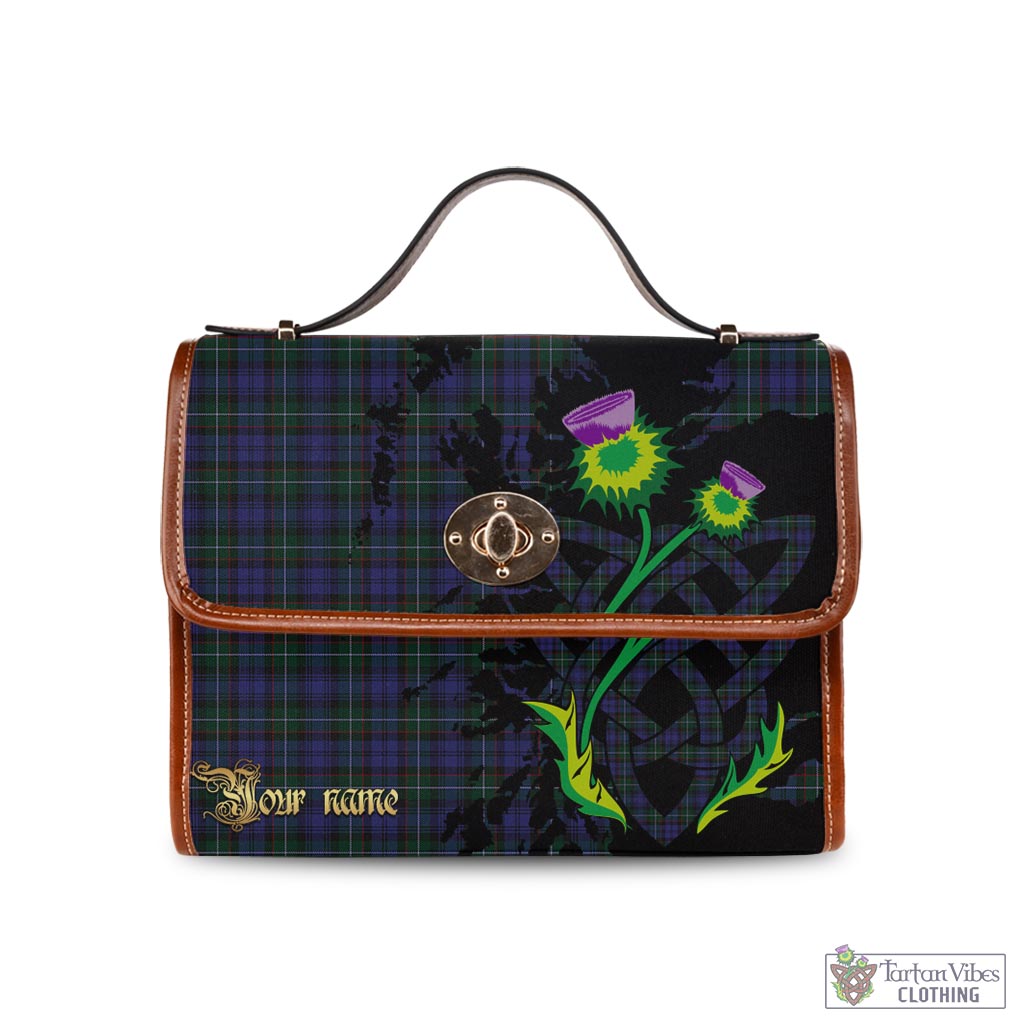 Tartan Vibes Clothing Sempill Tartan Waterproof Canvas Bag with Scotland Map and Thistle Celtic Accents