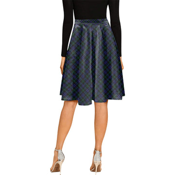 Sempill (Semple) Tartan Melete Pleated Midi Skirt Cross Style