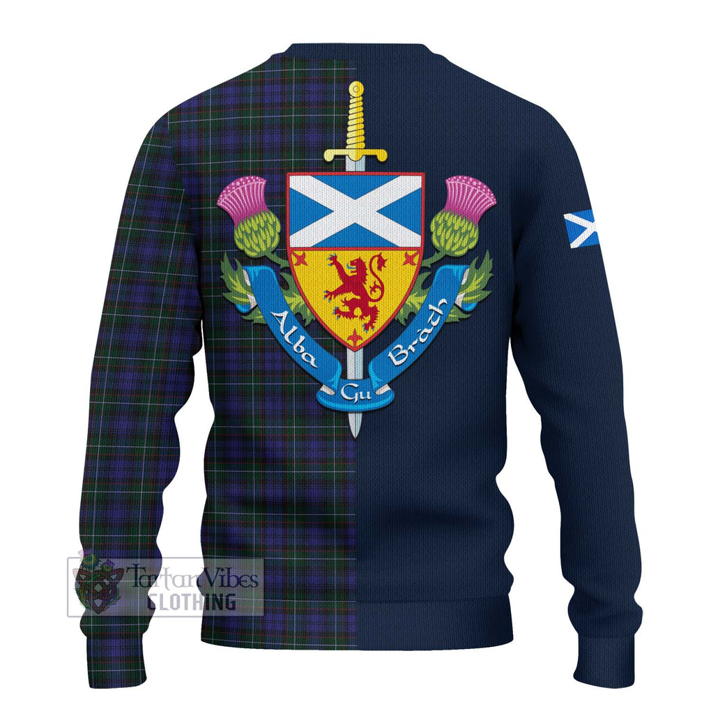 Tartan Vibes Clothing Sempill Tartan Knitted Sweater with Scottish Lion Royal Arm Half Style