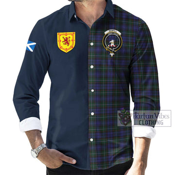 Tartan Vibes Clothing Sempill Tartan Long Sleeve Button Shirt with Scottish Lion Royal Arm Half Style