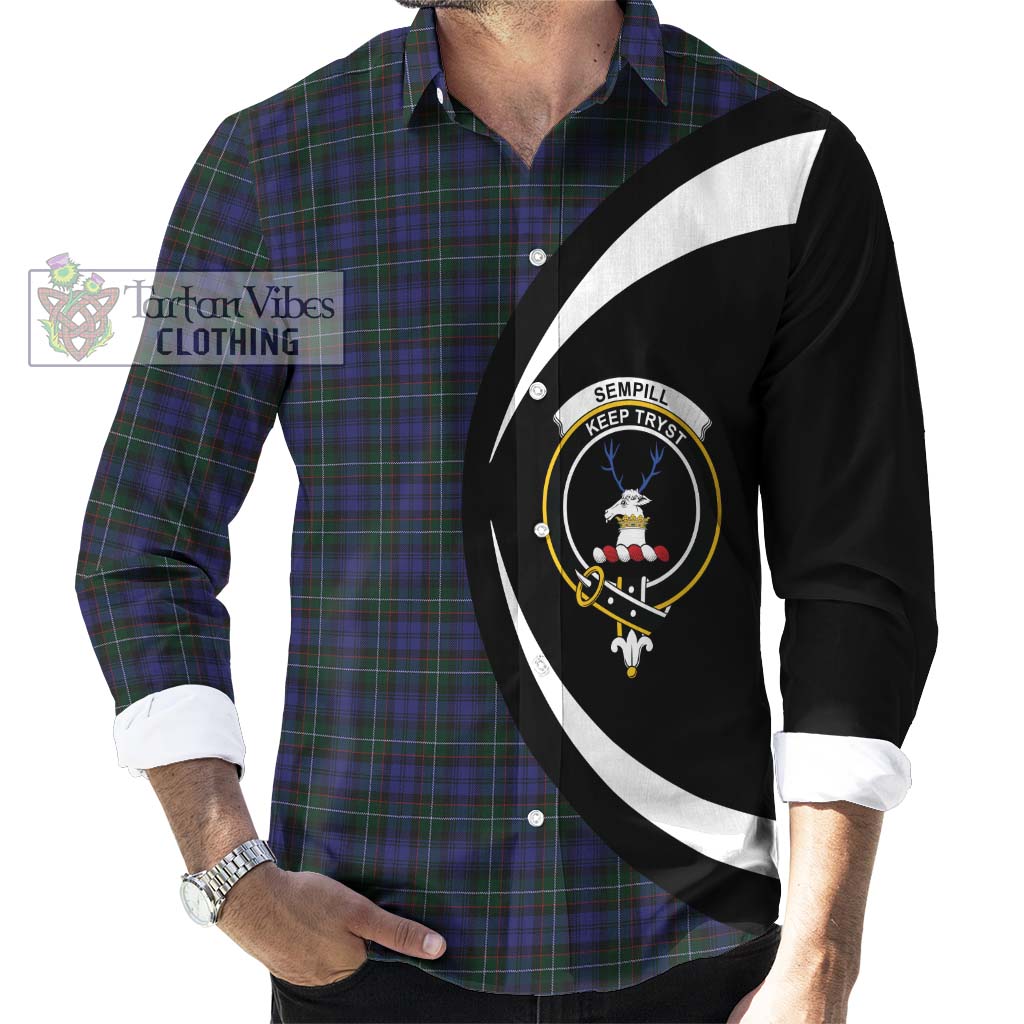 Sempill (Semple) Tartan Long Sleeve Button Up with Family Crest Circle Style - Tartan Vibes Clothing