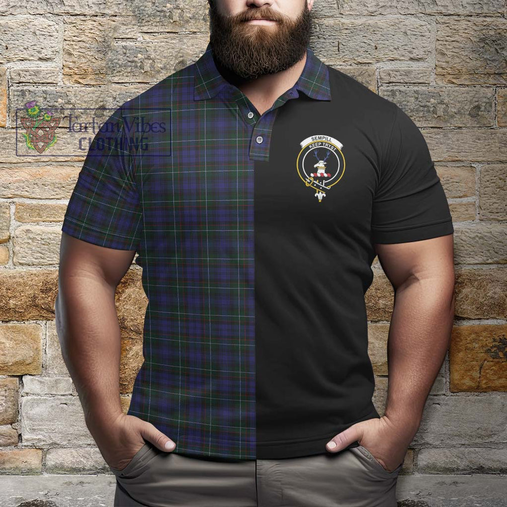 Sempill (Semple) Tartan Polo Shirt with Family Crest and Half Of Me Style - Tartanvibesclothing Shop