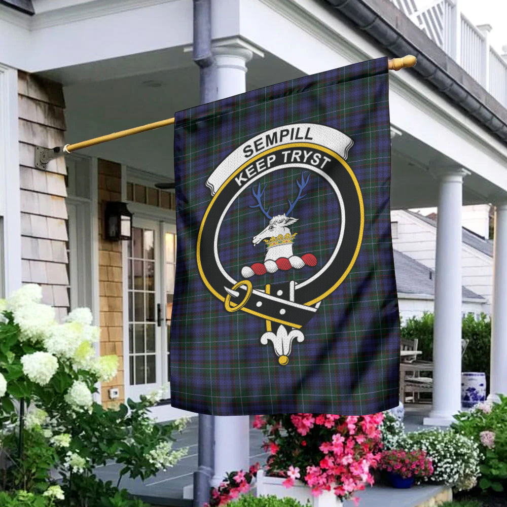 Sempill (Semple) Tartan Flag with Family Crest - Tartan Vibes Clothing