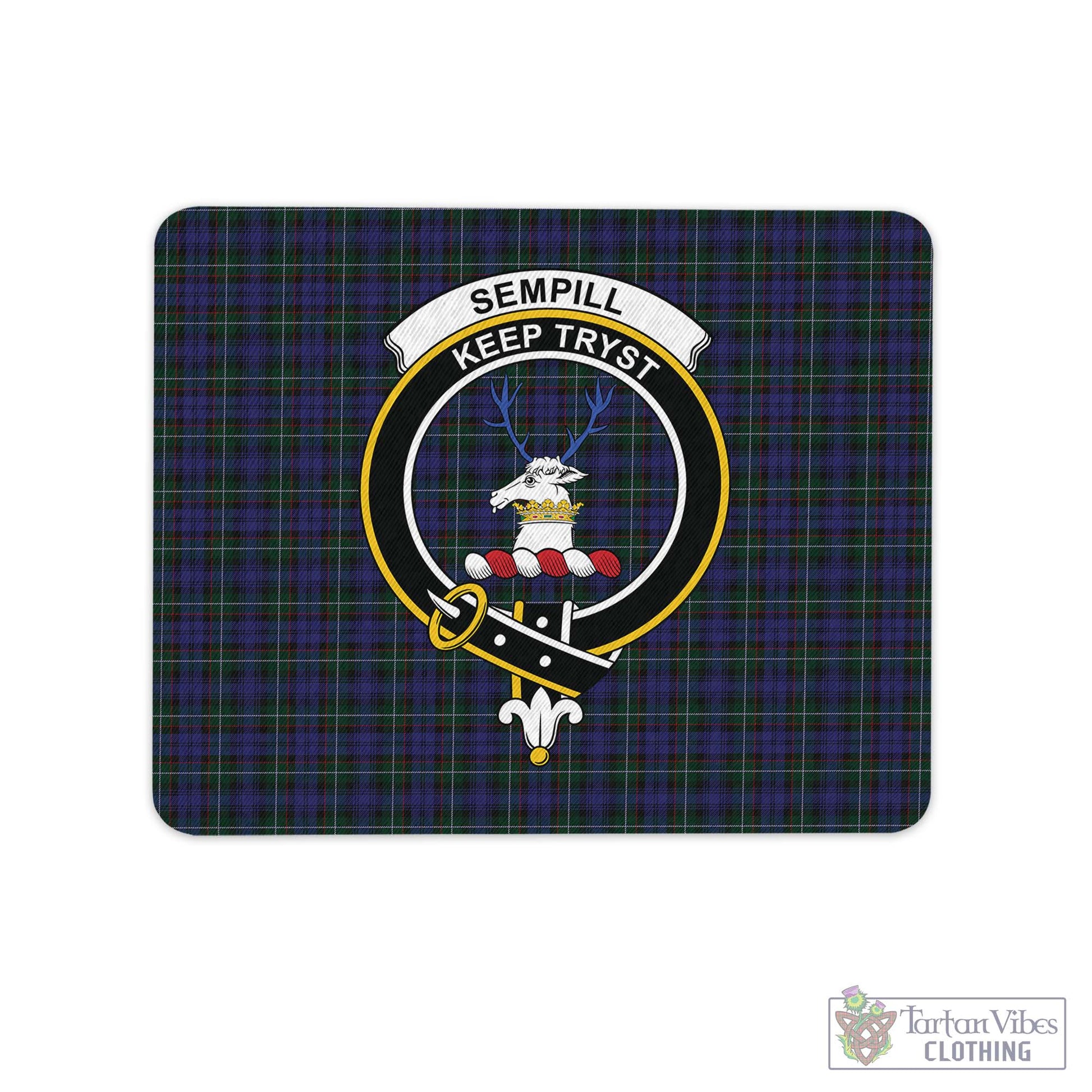 Tartan Vibes Clothing Sempill Tartan Mouse Pad with Family Crest