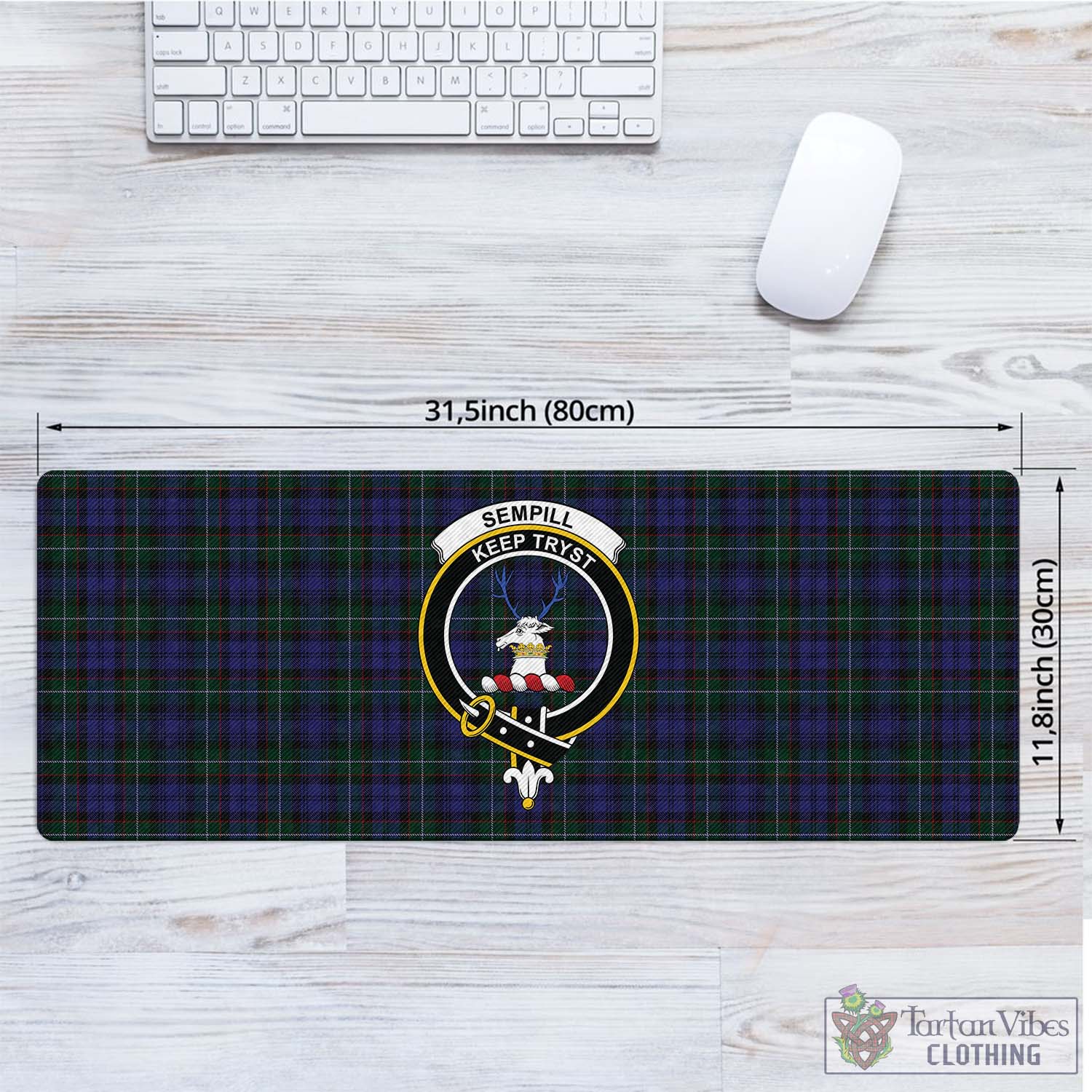 Tartan Vibes Clothing Sempill Tartan Mouse Pad with Family Crest