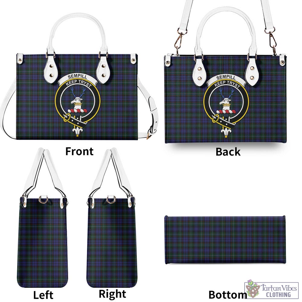 Tartan Vibes Clothing Sempill Tartan Luxury Leather Handbags with Family Crest