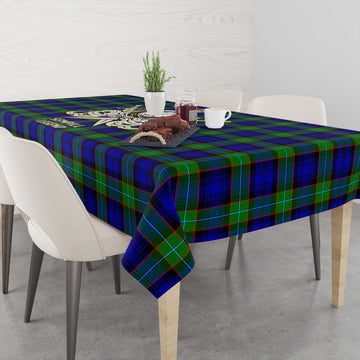 Sempill Modern Tartan Tablecloth with Clan Crest and the Golden Sword of Courageous Legacy