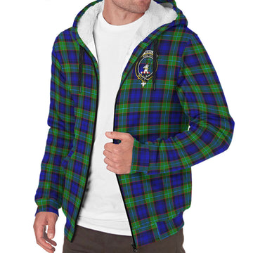 Sempill Modern Tartan Sherpa Hoodie with Family Crest