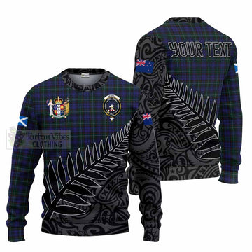 Tartan Vibes Clothing Sempill (Semple) Crest Tartan Knitted Sweater with New Zealand Silver Fern Half Style