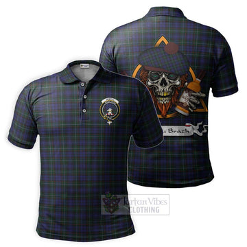 Tartan Vibes Clothing Sempill (Semple) Tartan Polo Shirt with Family Crest and Bearded Skull Holding Bottles of Whiskey