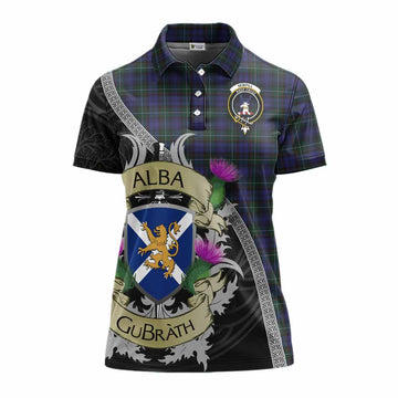 Sempill (Semple) Tartan Family Crest Women's Polo Shirt Lion Rampant Royal Thistle Shield Celtic Inspired