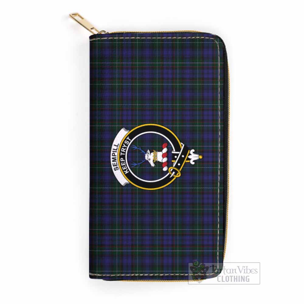 Tartan Vibes Clothing Sempill (Semple) Tartan Women's Leather Wallet with Family Crest