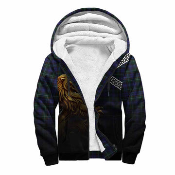 Sempill (Semple) Crest Tartan Sherpa Hoodie with Golden Lion Emblem Celtic Style