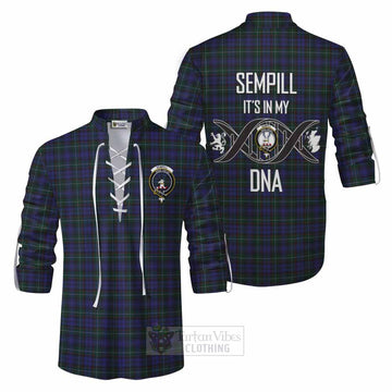 Tartan Vibes Clothing Sempill (Semple) Tartan Ghillie Kilt Shirt with Family Crest DNA In Me Style
