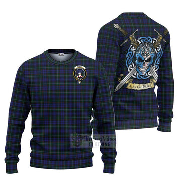 Tartan Vibes Clothing Sempill (Semple) Tartan Knitted Sweater with Family Crest Celtic Skull Style