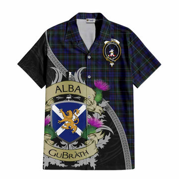 Tartan Vibes Clothing Sempill (Semple) Tartan Family Crest Short Sleeve Button Shirt Lion Rampant Royal Thistle Shield Celtic Inspired