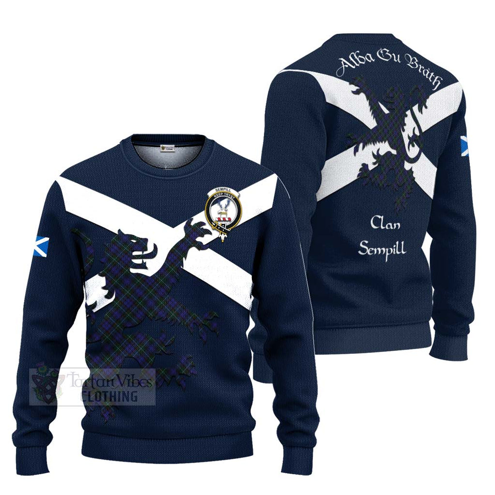 Tartan Vibes Clothing Sempill (Semple) Tartan Lion Rampant Knitted Sweater – Proudly Display Your Heritage with Alba Gu Brath and Clan Name