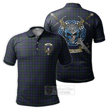 Tartan Vibes Clothing Sempill (Semple) Tartan Polo Shirt with Family Crest Celtic Skull Style