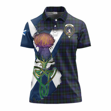 Sempill (Semple) Tartan Family Crest Women's Polo Shirt Scottish Thistle Celtic Inspired