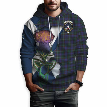 Tartan Vibes Clothing Sempill (Semple) Tartan Family Crest Hoodie Scottish Thistle Celtic Inspired