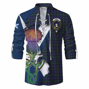 Tartan Vibes Clothing Sempill (Semple) Tartan Family Crest Ghillie Kilt Shirt Scottish Thistle Celtic Inspired