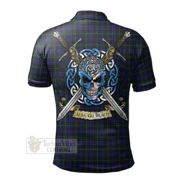 Tartan Vibes Clothing Sempill (Semple) Tartan Polo Shirt with Family Crest Celtic Skull Style