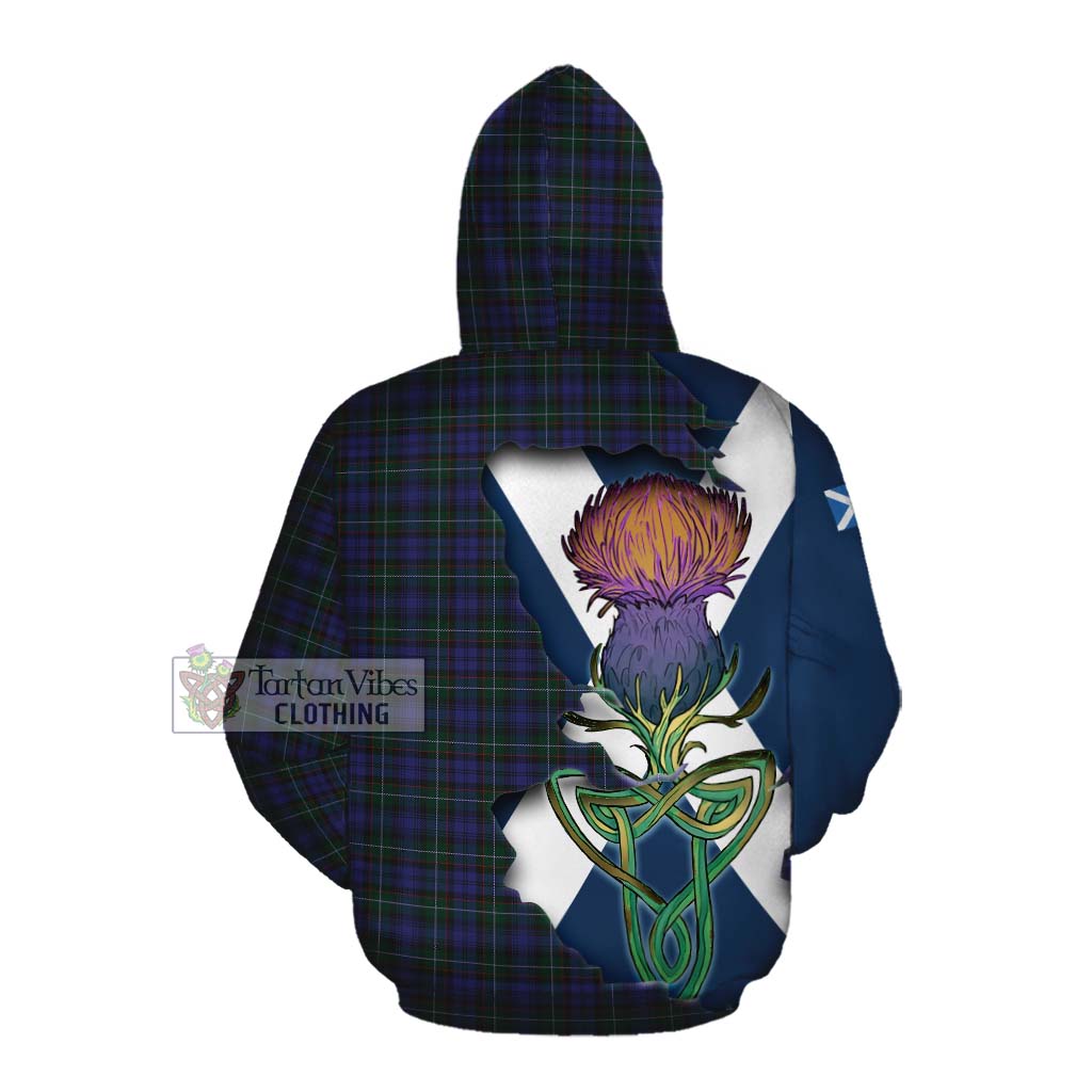 Tartan Vibes Clothing Sempill (Semple) Tartan Family Crest Cotton Hoodie Scottish Thistle Celtic Inspired